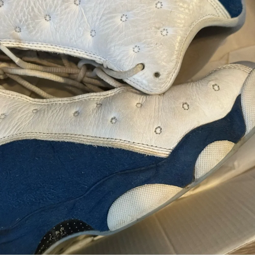Nike Air Jordan 13 Retro Shoes Men Size 13 White French Blue Sneakers 414571-164
